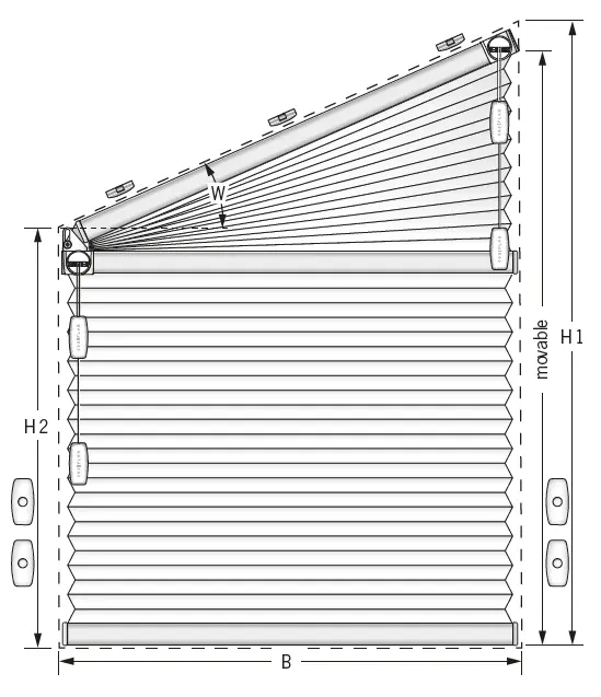 F Slope 2 freehanging special shape honeycomb blinds F Slope 2 freehanging special shape honeycomb blinds