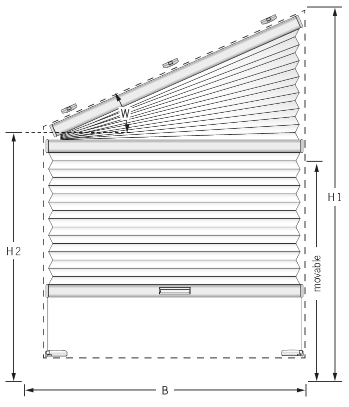 VS4 pre-tensioned shaped blinds