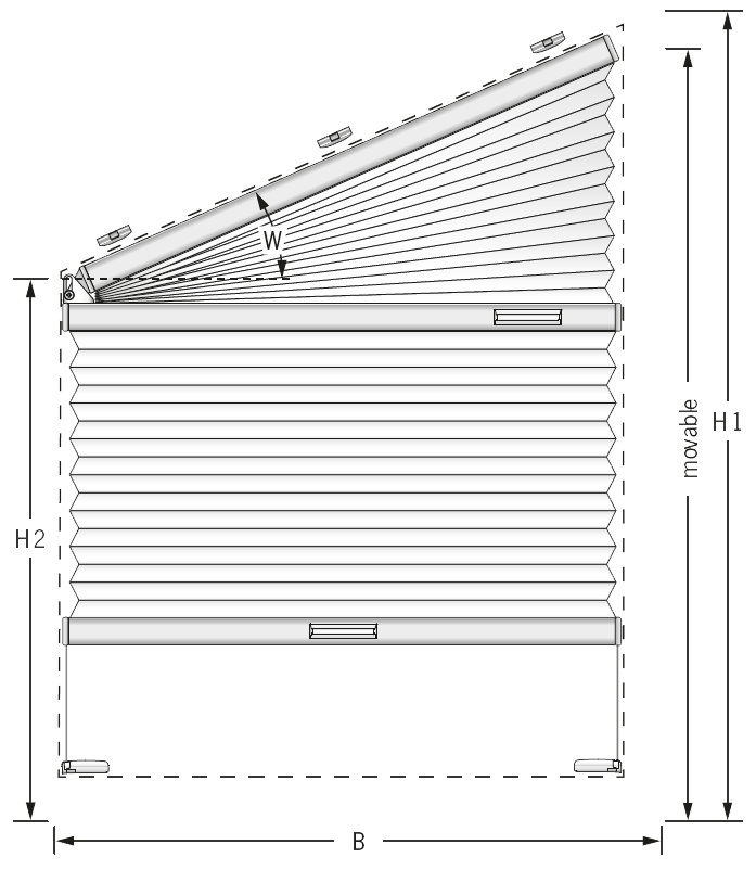 VS4S pre-tensioned shaped blinds